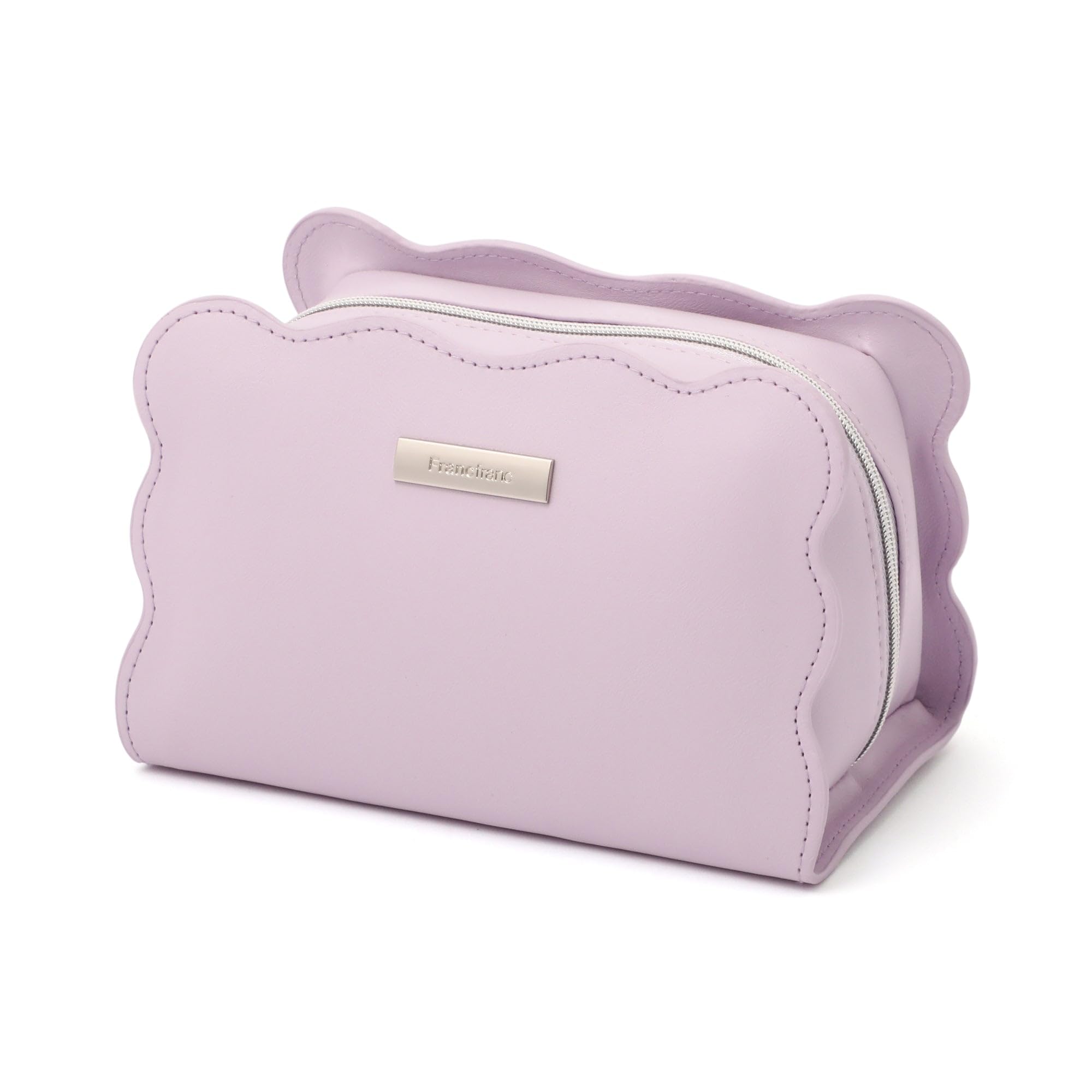 Francfranc Wave Shape Pouch L, Light Purple, Makeup Pouch, Accessory Case