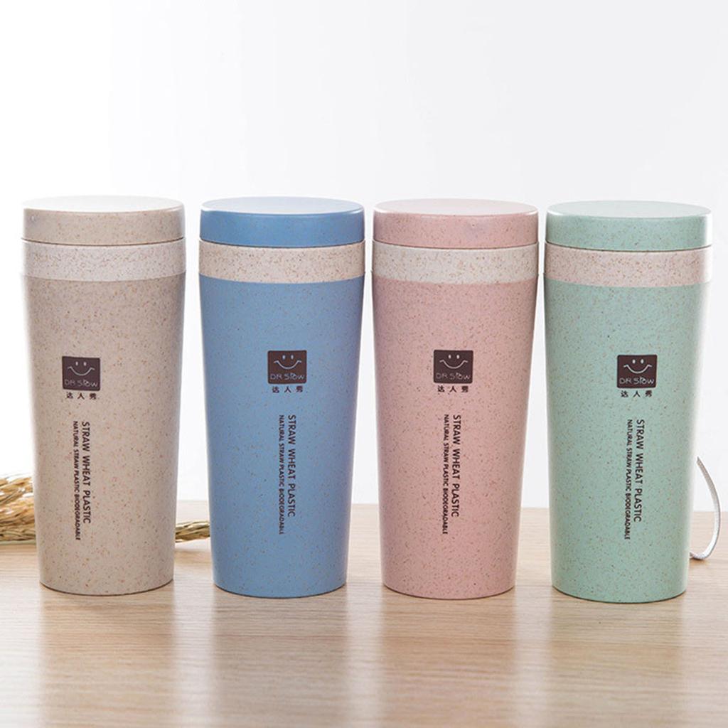 300ML Coffee Mug Creative Plastic Travel Mug Double Wall Vacuum Insulated Tumbler Wide Mouth Tea Cup with Lid