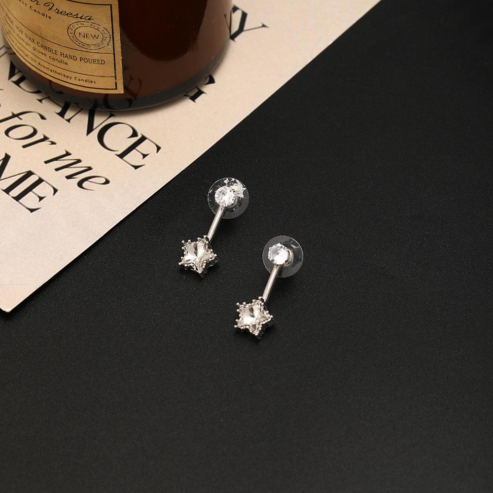 Super Flash Diamond-Set Star Stud Earrings Women'S Fashion Light Luxury Niche Earrings Sweet And Cute Temperament Earrings