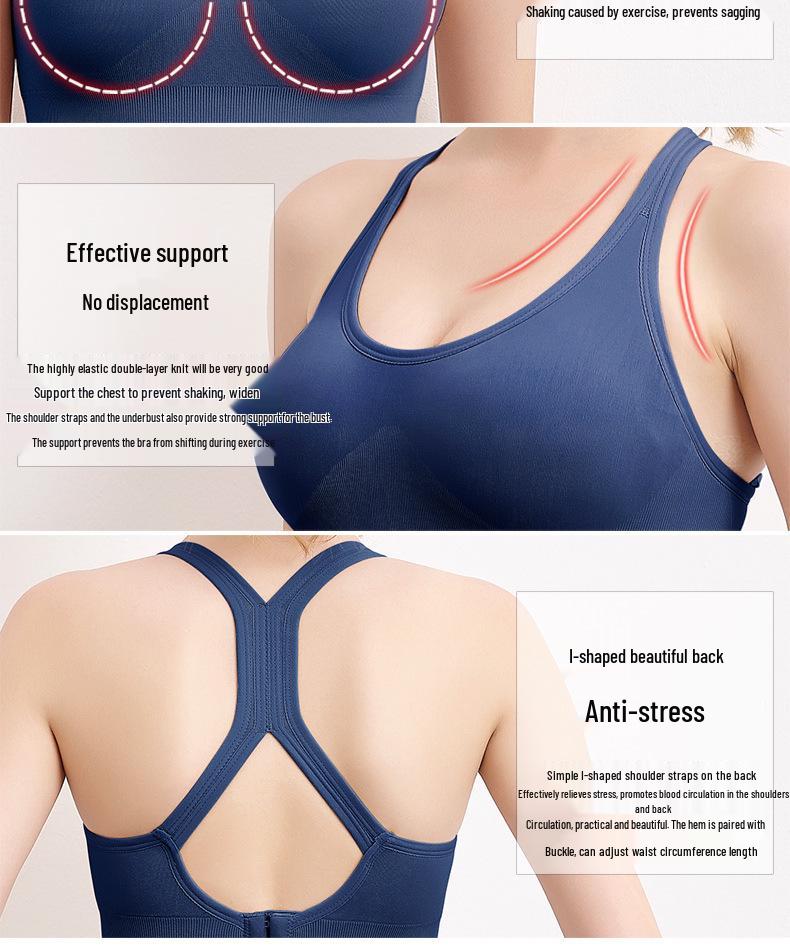 Grenzüberschreitender Damen-Sport-BH in Übergröße, kabellos, schönes Rückendesign, stoßfest, Weste für Fitness