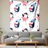 Cute Dancing Penguins In Winter Gear Patterned Tapestry Decorative Wall Hanging, Home Bedroom Living Room Decor