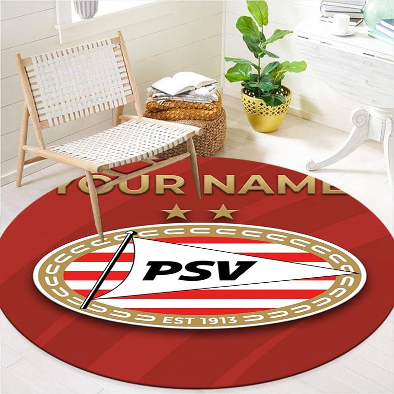 Philips Sport Vereniging Custom Name Round Area Rug,Carpet Rug for Living Room Bedroom Sofa Playroom Decor,Non-slip Floor Mat