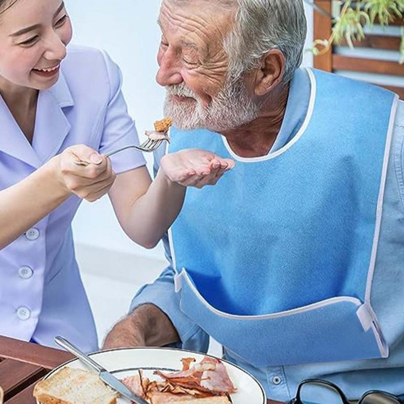 1pcs Anti-fouling Bib for Men and Women Adjustable Reusable The Elderly Apron for Eating When Sick Adult Specific Neck Care Bib