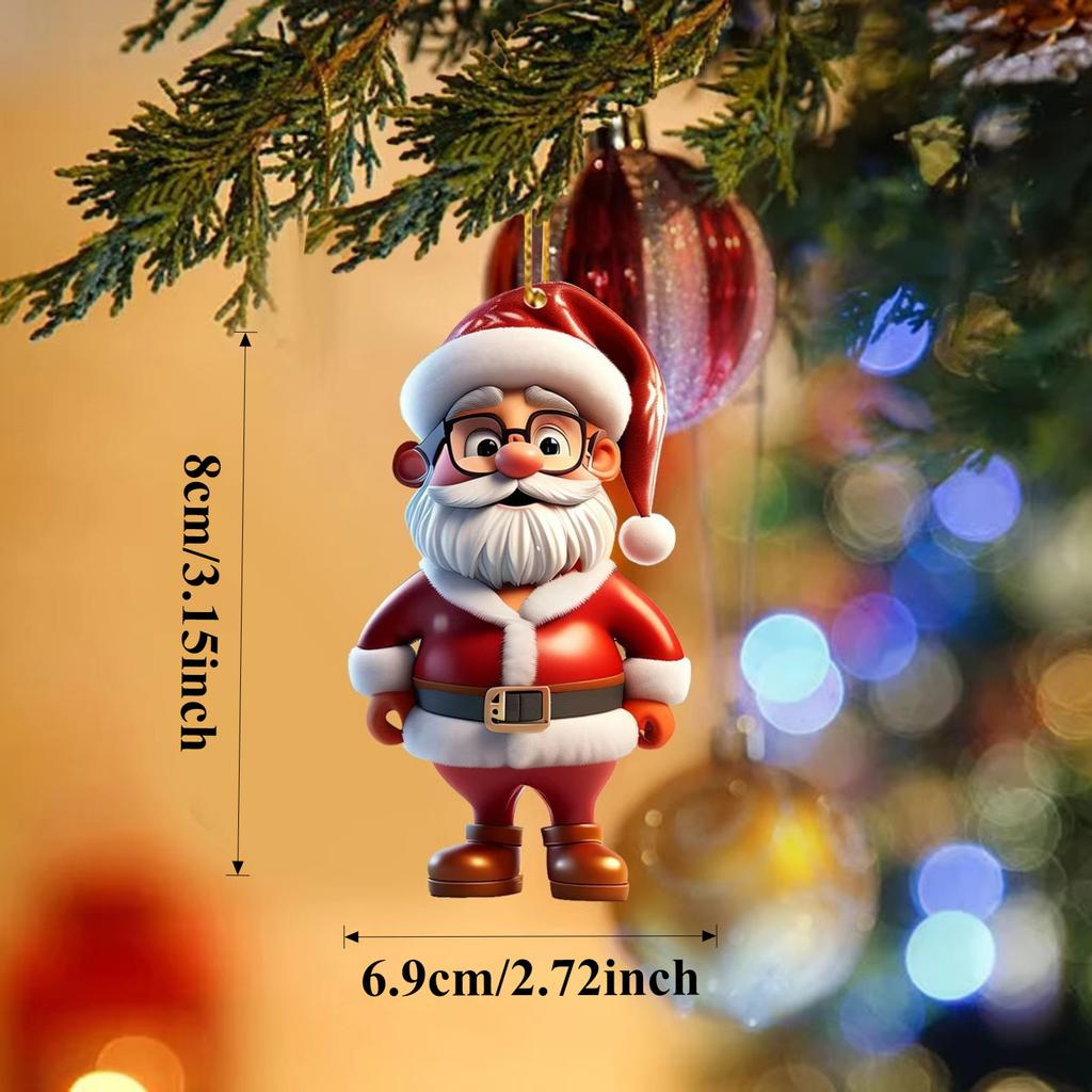2D New Christmas Tree Decoration Pendant Santa Claus Acrylic Durable Material Xmas Gifts Home Decor Papai Noel Cosas Navideñas