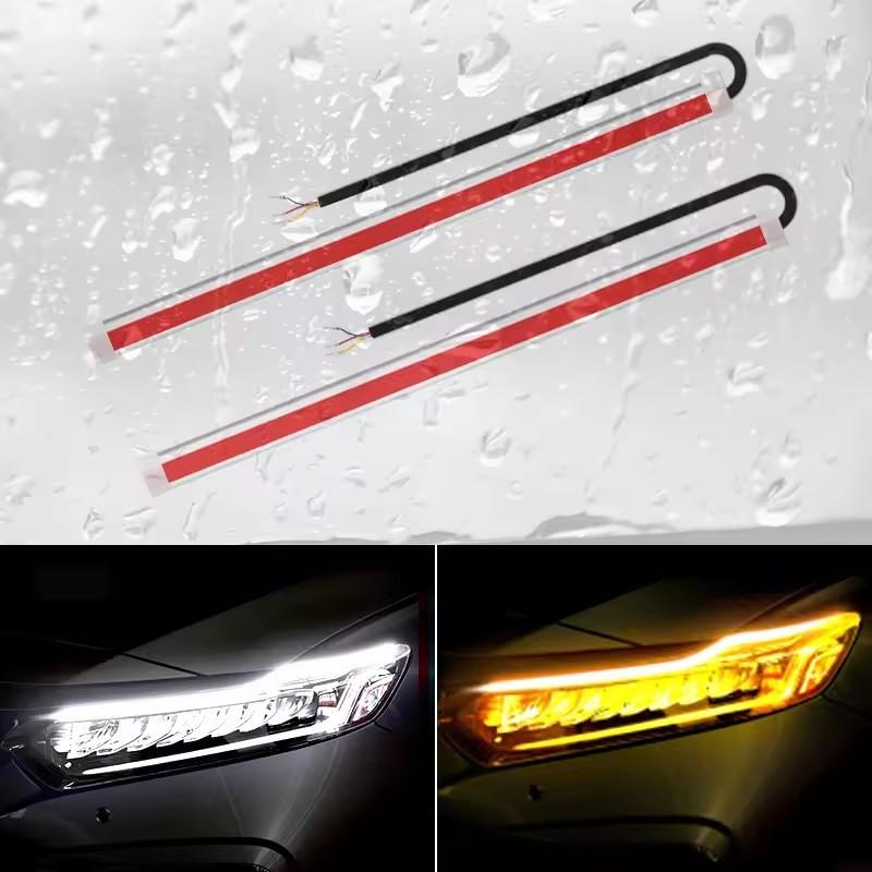 Car headlights, dynamic LED decorative light strips, turn signals, yellow flexible turn signals, car headlights, daytime running