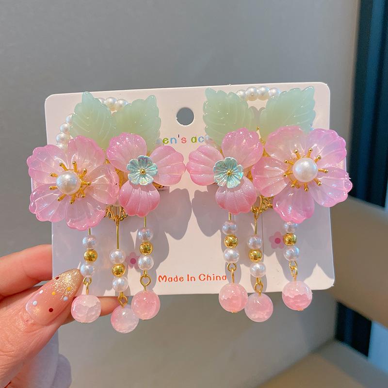 Chinese Style Hanfu Hairpin Set for Girls - Includes Hair Clips, Swaying Tassels, and Butterfly Accessories