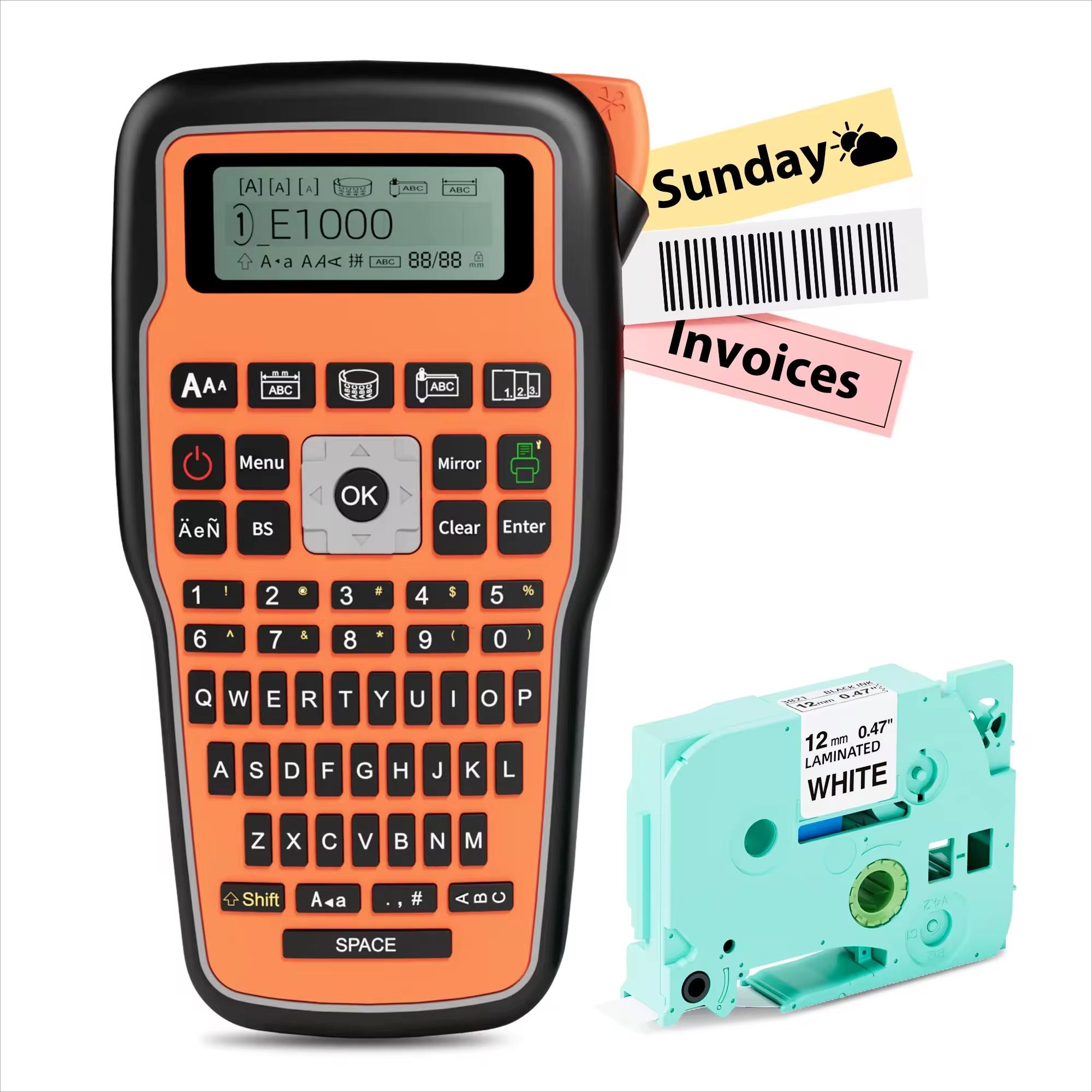 Keyboard Label Maker Phomemo E1000 Pro Mini Portable Label Printer Handheld Label Machine for Cable оранжевый