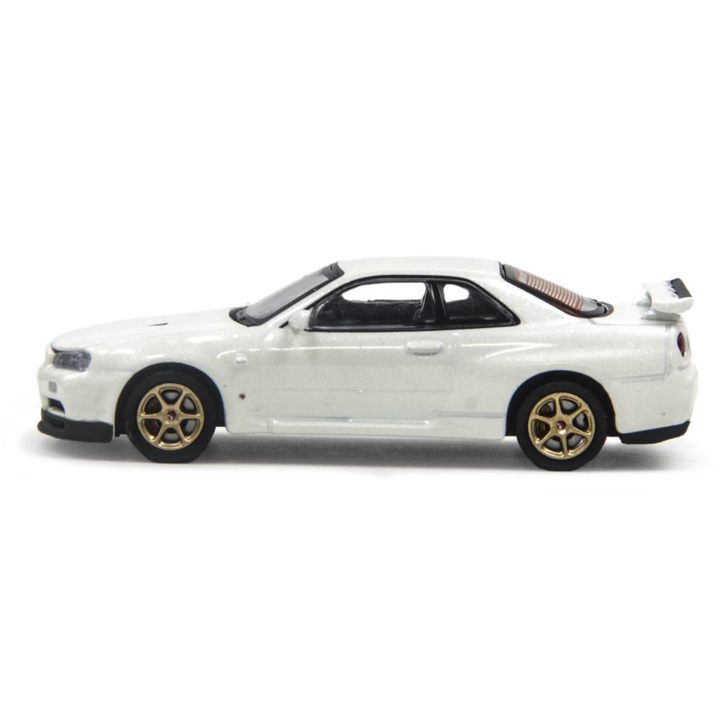 PAUDI MODEL Maßstabs-Druckgussmodellauto R34 Skyline 2000 Nissan V Spec II in Weiß 1/64 GT-R
