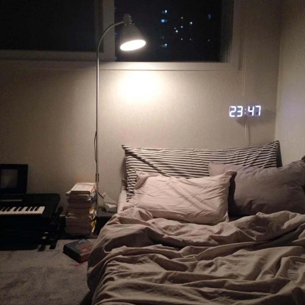 Wall-mounted Digital Desktop Clock Adjustable Luminous Mode Night Light Portable LED Clock  Desk