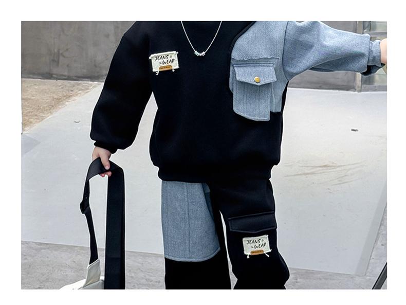 Spring Autumn 2025 Boys' Korean-Style Fleece Denim Set