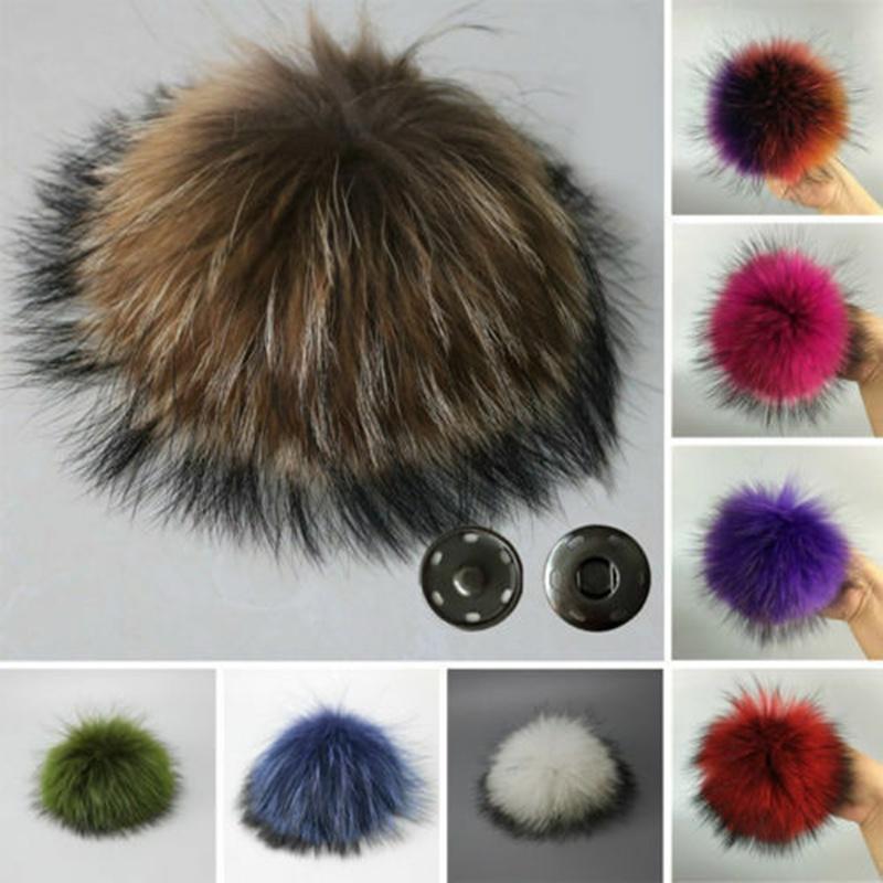 Faux Women Diy Raccoon Fur Pom Poms Ball For Knitting Beanie Hats Accessories