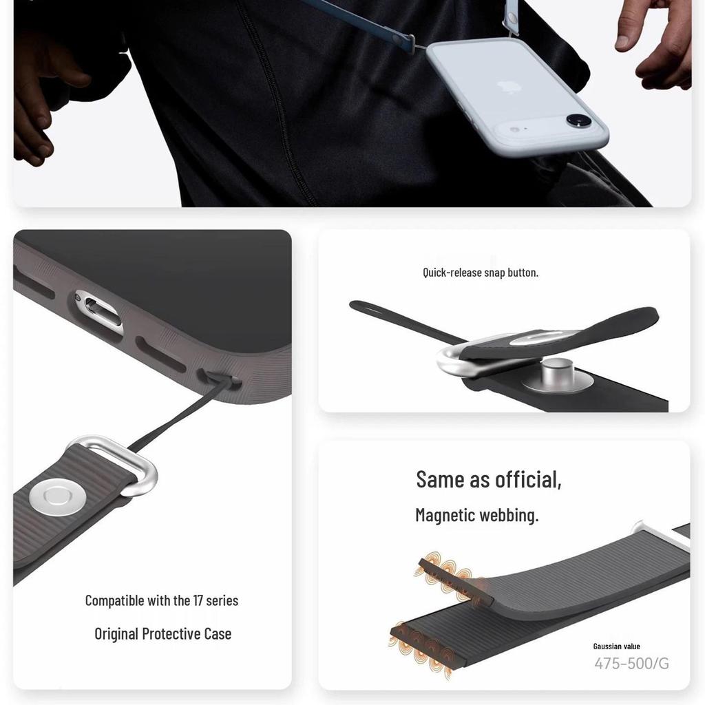 Magnetic Crossbody Lanyard for iPhone 17 - Official Apple Style Shoulder Strap