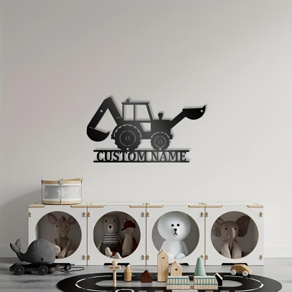 Custom Excavator Metal Sign Personalized Construction Wall Art with Name Industrial Decor for Garage Man Cave