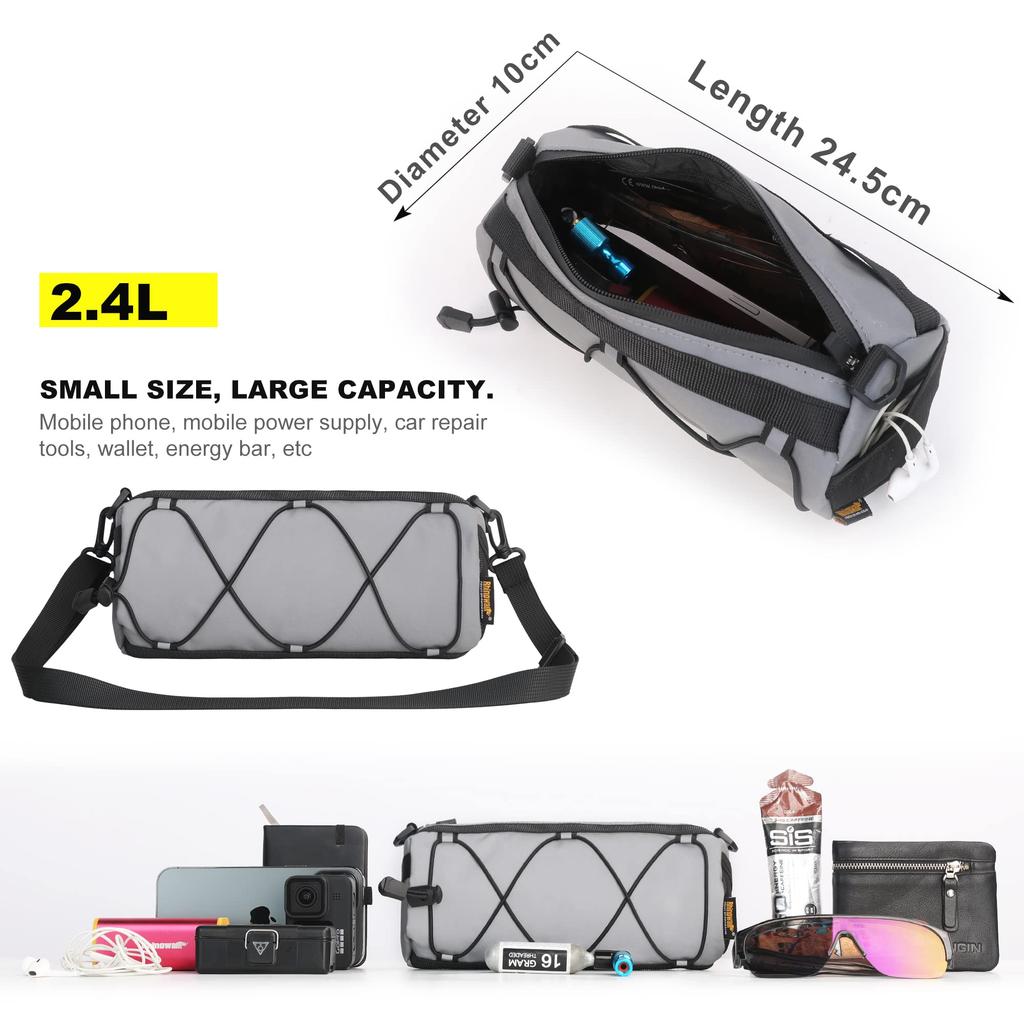 Rhinowalk Bicycle Handlebar Bag, Bicycle Front Bag, Frame Storage Roll Bag, Mountain Road Bike Commuter Shoulder Bag, Professional Cycling Accessory