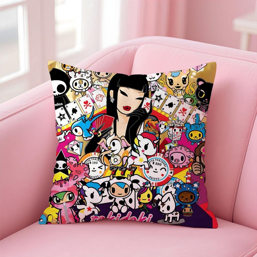 T-Tokidoki Cushion Cover Home & Car Multi-Scene Pillow Cover - Reversible, Soft & Durable for Daily Use