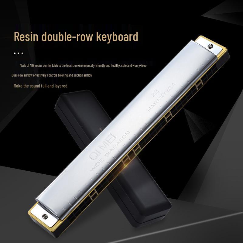 Chimei 28-Hole Wide-Range Polyphonic C Harmonica for Beginners & Professionals