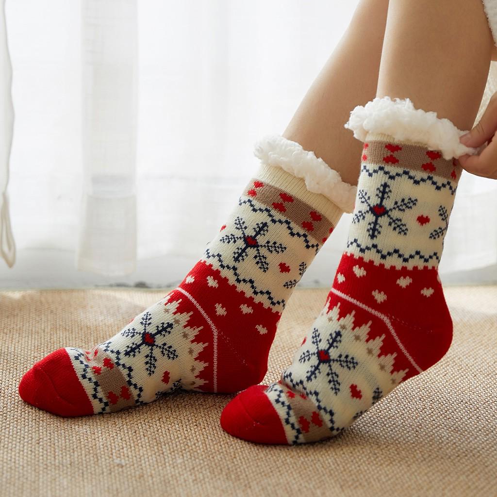 Christmas Women Cotton Socks Print Thicker Anti-slip Floor Socks Carpet Socks