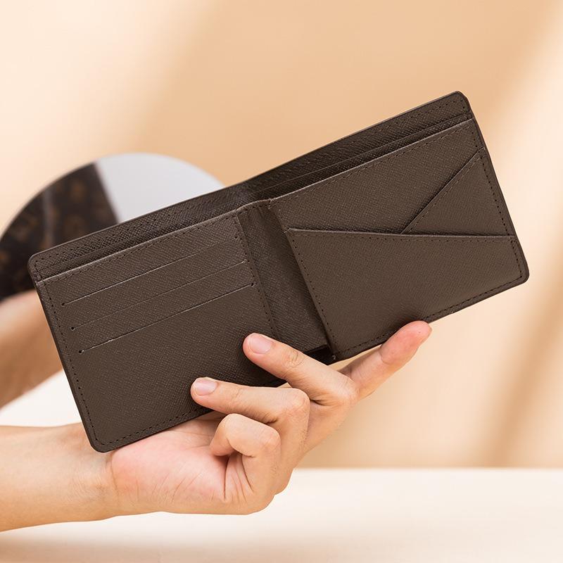 Men's wallet new trendy short classic printed card bag multi-functional small bag business leather wallet small wallet
