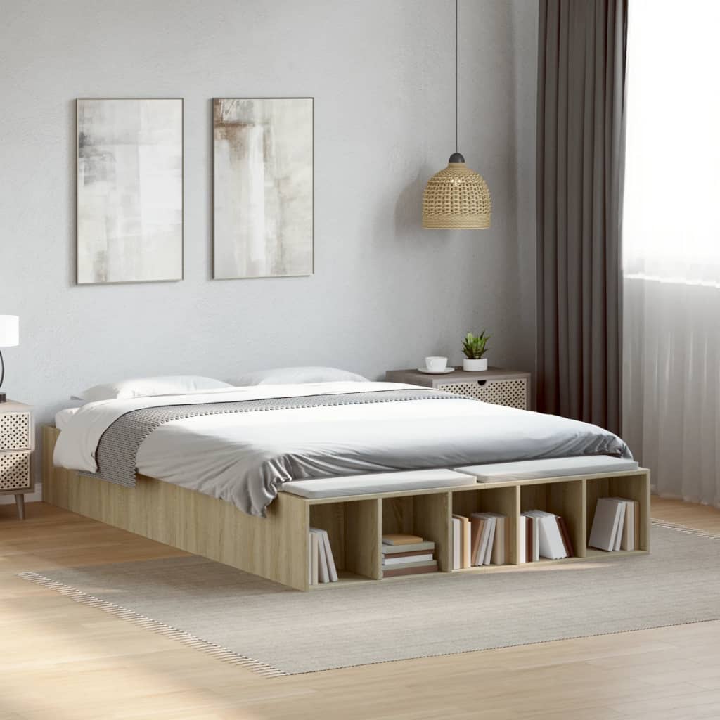 Bed Frame Sonoma Oak 120 X 190 Cm Particleboard