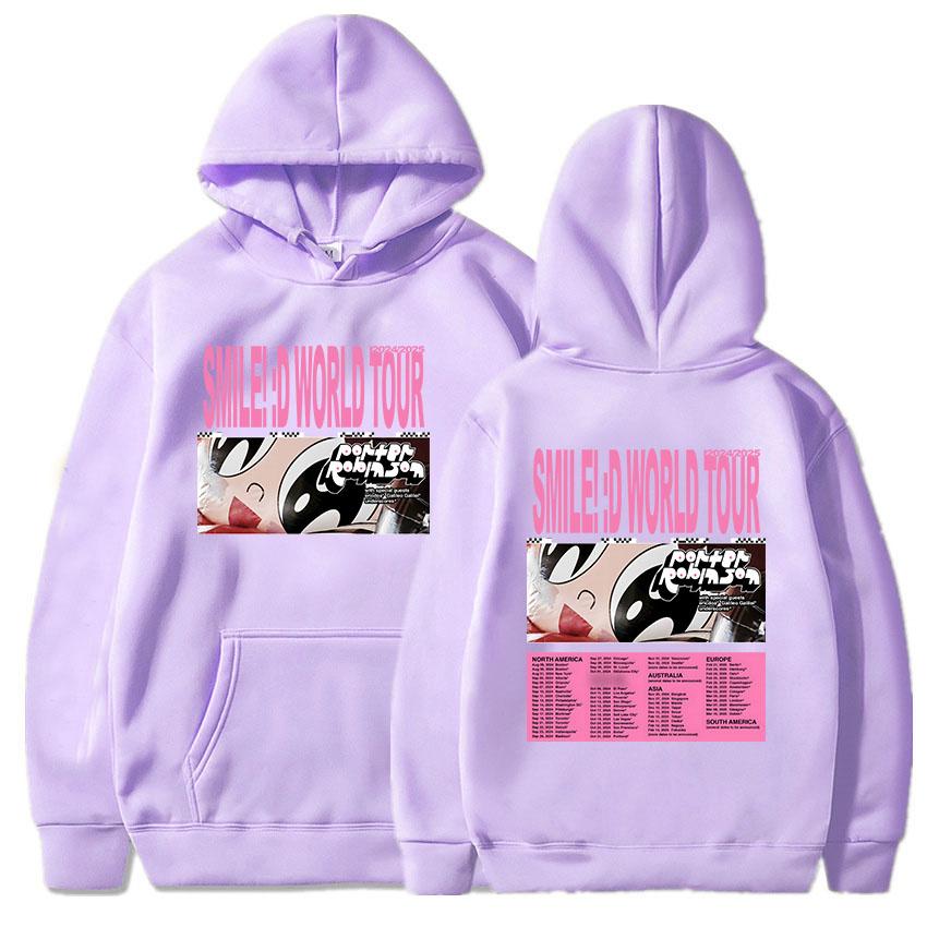Double Side Printing Hoodies Porter Robinson Smile World Tour 2024/2025 Sweatshirts Streetwear Winter Fall Warm Hooded Pullovers