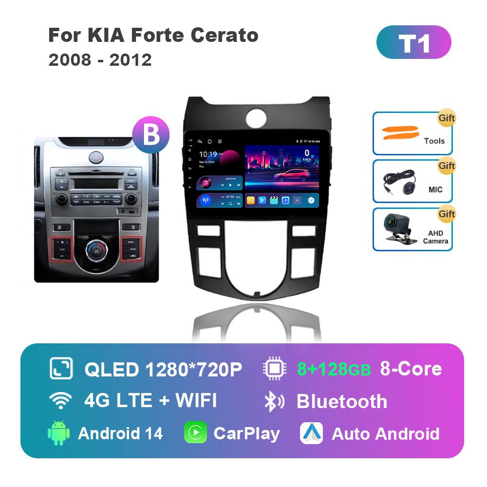 for KIA Forte Cerato 2008 - 2012 Android 14 Intelligent System Car Radio Multimedia Player GPS Navigation BT 4G WiFi HD Screen