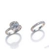 Luxury Exquisite CopperColor Princess Ring for Women Fashion Inlaid White Zircon Stones Wedding Rings Set Engagement Jewelry
