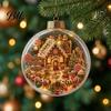 Indoor Holiday Decorations Glowing Christmas Story Ornament, Mini Scene In Ball Hanging Decoration, Xmas Tree Ornaments Light Up Acrylic Clear Pendant