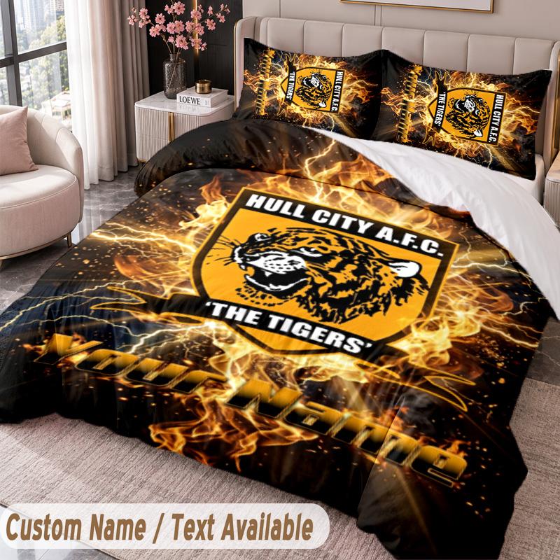 Hull City Printed Bedding Set Custom Name Text 1 Duvet Cover 2 Pillowcases For Bedroom