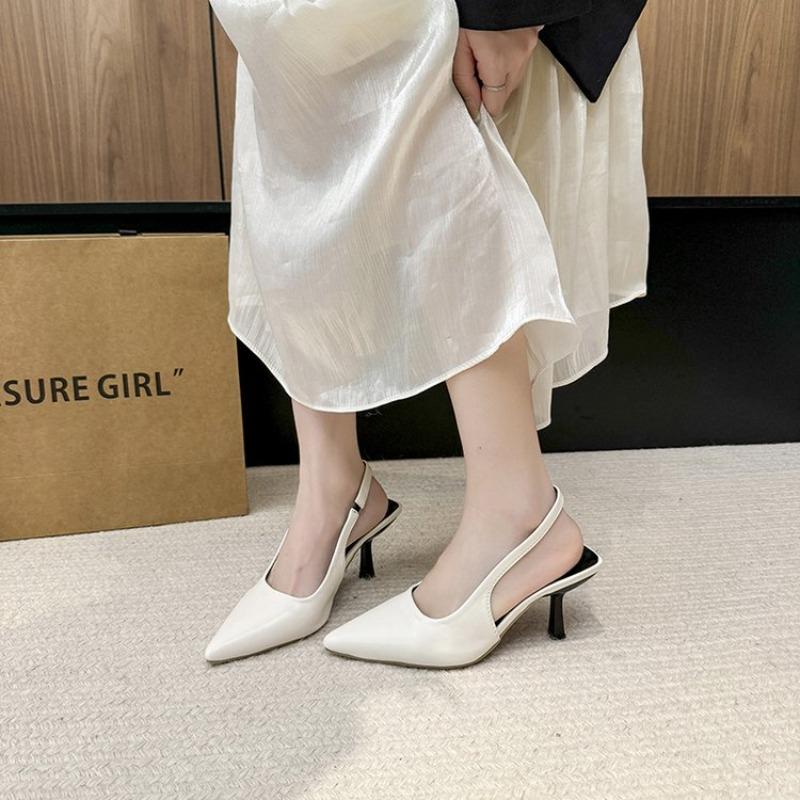 Strap Stiletto Sandals Summer New Pointed Toe Shallow Mouth Slip-on Non-Slip Wear-Resistant Wrapped Head High Heels