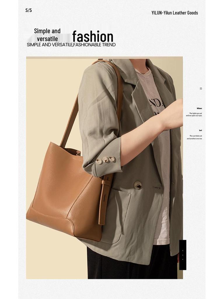 High-End Women's Large Capacity PU Shoulder Tote Bag - Simple and Versatile for Autumn and Winter