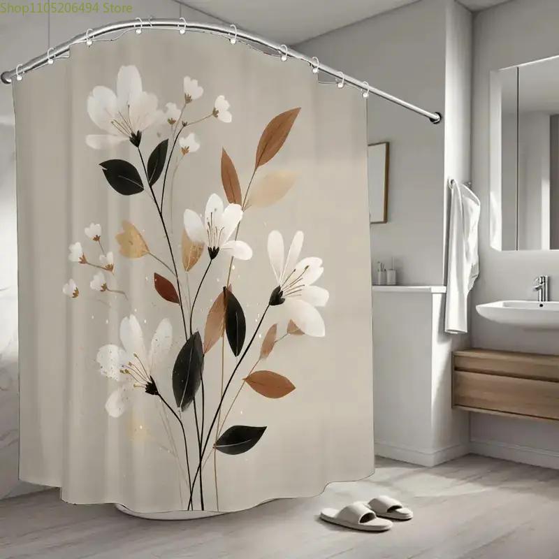 1pc Bathroom Shower Curtain, Floral Design, Spring Festival Shower Curtain, Includes 12 Hooks, 180x180cm Bathroom Curtain Home