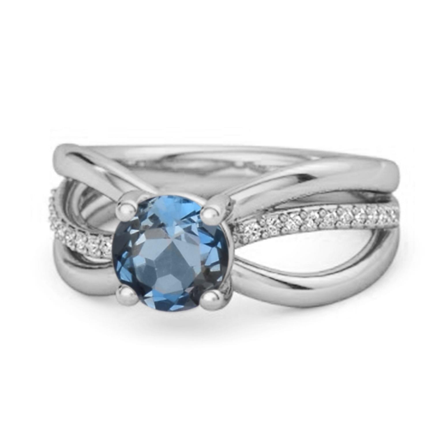 London Blue Topaz Infinity Pave Split Band Ring - 925 Sterling Silver 12 белый