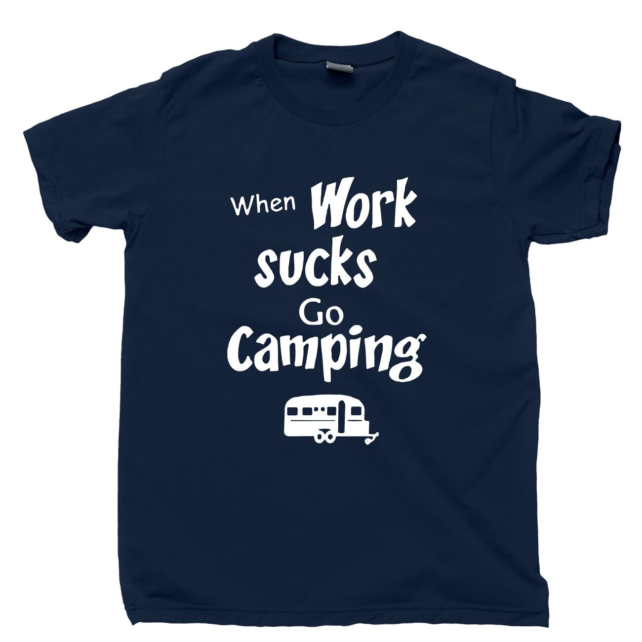 Camping T Shirt Great Outdoors Yellowstone National Park RV Happy Camper Hat Tee S