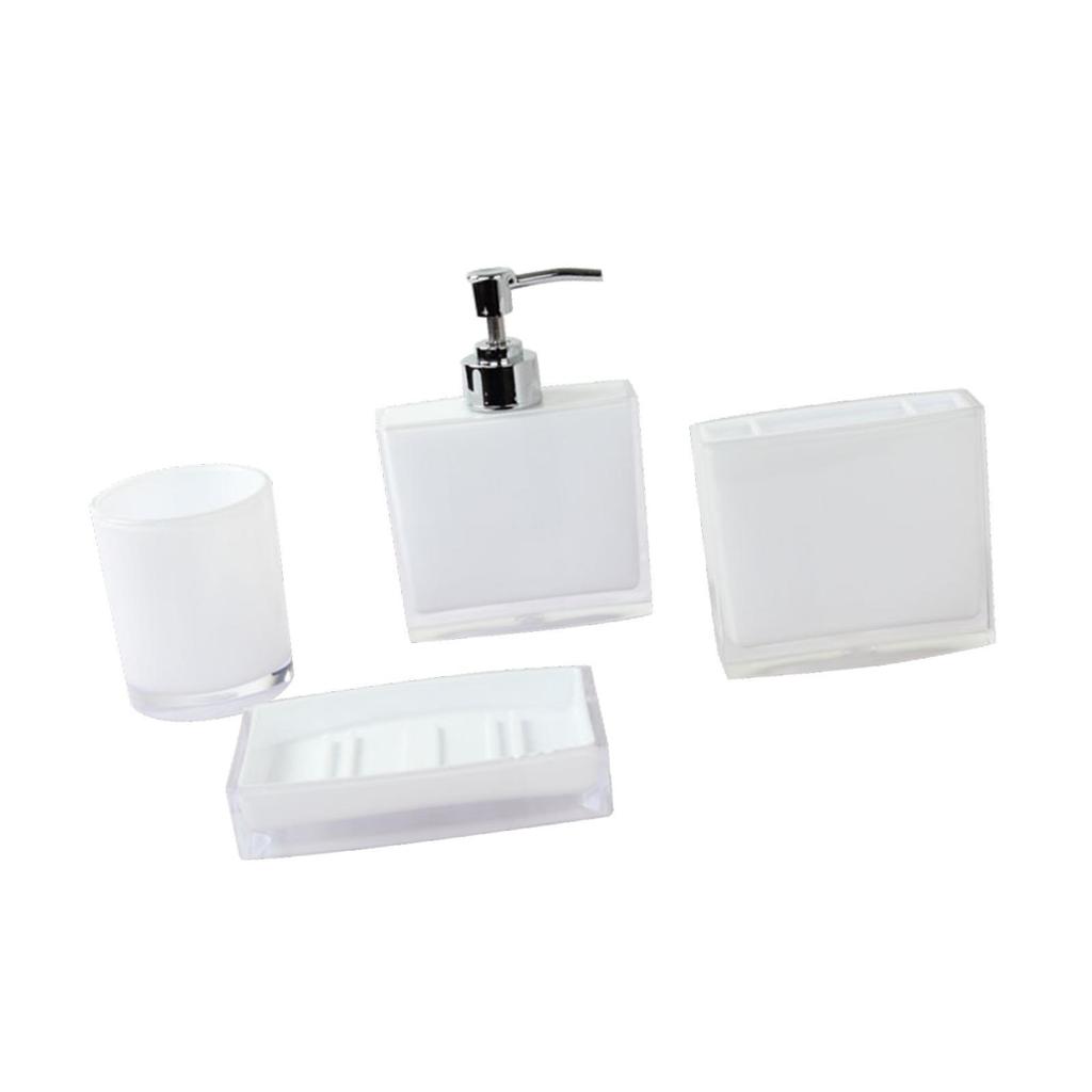 4 Pieces Soap Dispenser Portable Toothbrush Holder Bathroom Accessories Set Bathroom Organizer for Vanity Hotel Bathroom Decor