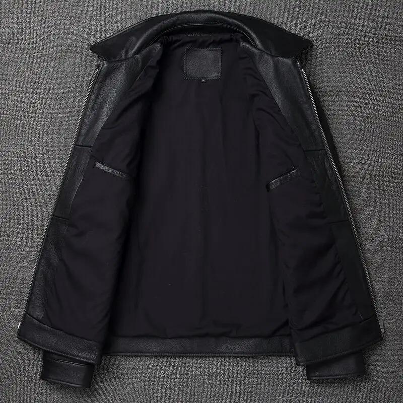 Chinese Size Vintage Red Brown Genuine Leather Jacket Men Soft Real Cowhide Black Winter Coat Biker Jackets Jaqueta Masculina De Couro