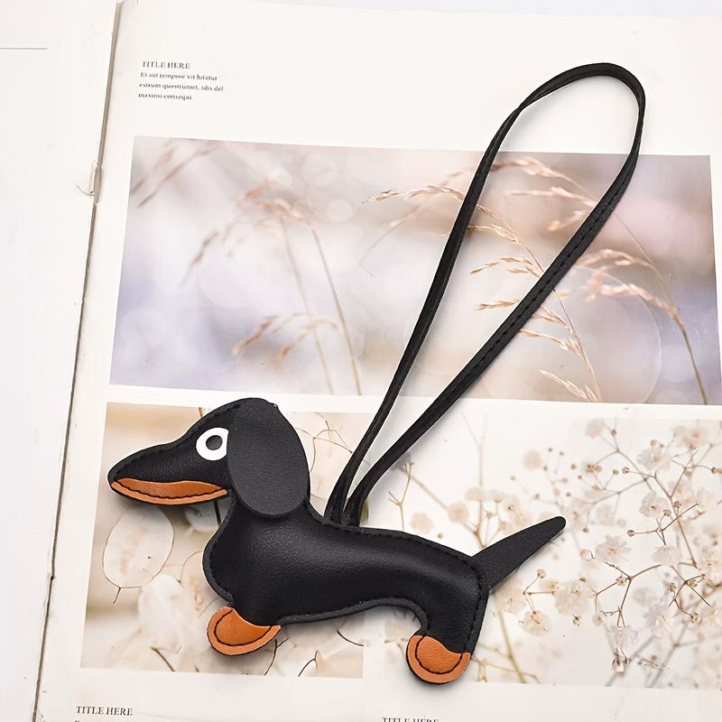 

Colorful PU Leather Dachshund Keychain - Handmade Cartoon Dog Bag Charm with Adorable Puppy Design for Keys, Backpacks