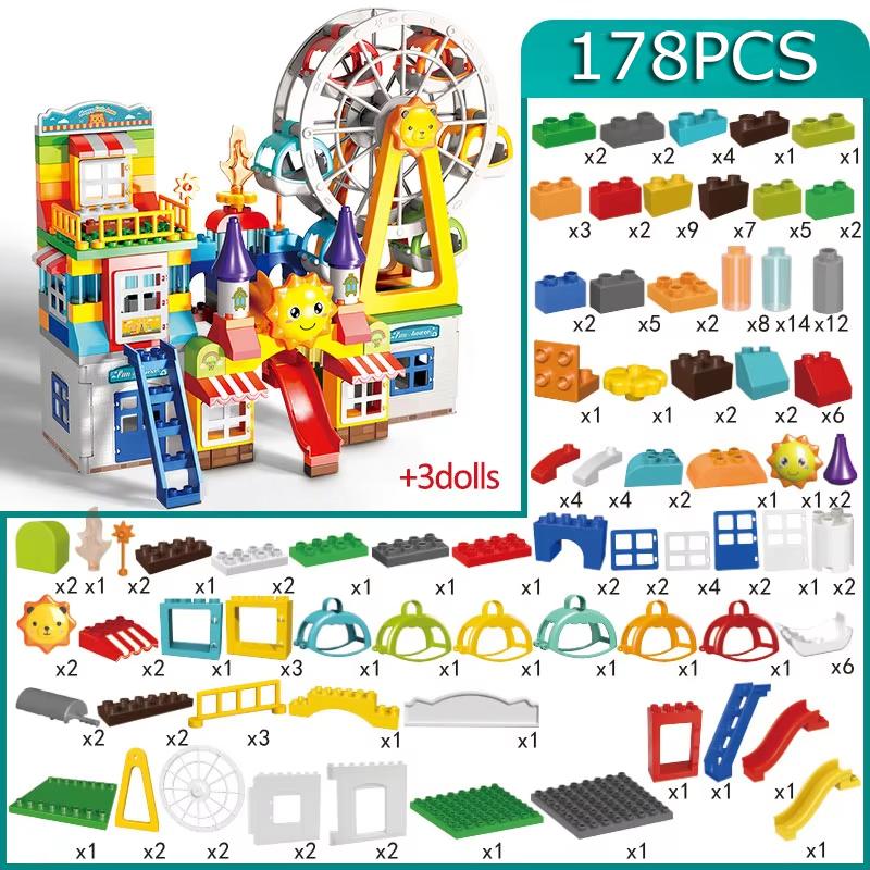 178PCS/269PCS Marble Race Run Big Size Block Building Blocks Funnel Slide Blocks DIY Educational Big Brick Toy For Children Gift
