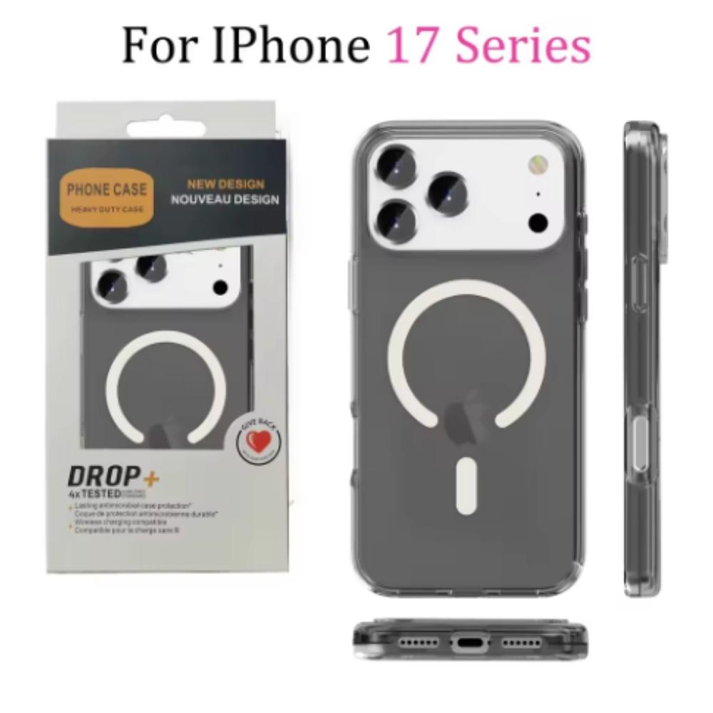 Glitter Transparent Armor for Magsafe Case for IPhone 17 Pro Max Air 16 Plus 15 14 13 Wireless Charging Ott Box Shockproof Cover