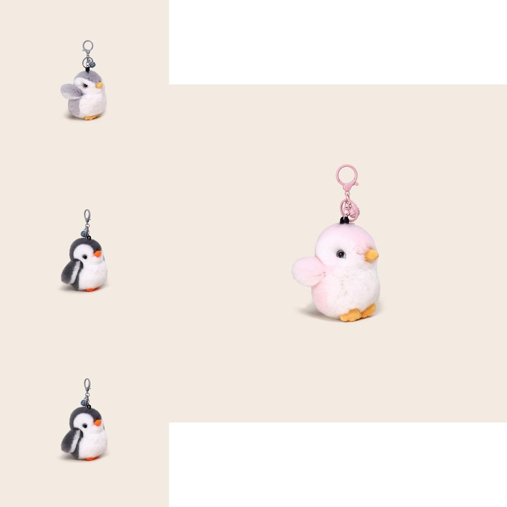 Plush Penguin Keychain With Real Mink Fur For Collectors And Giftgiving