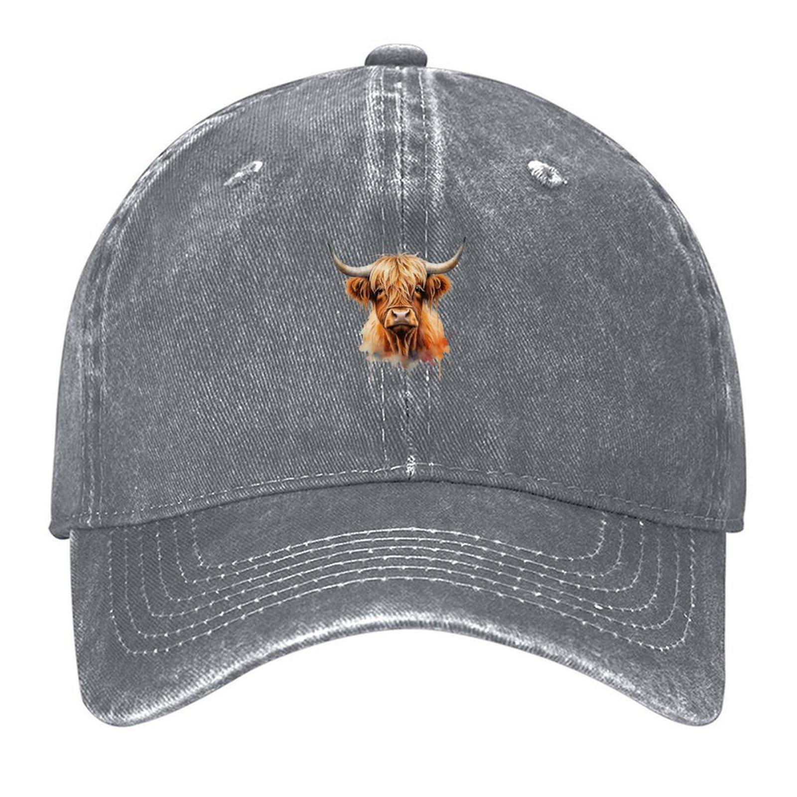 

Highland Cattle Cow Longhaired Watercolor Baseball Cap Luxury man cap Sports Cap dad hat For Men Womens