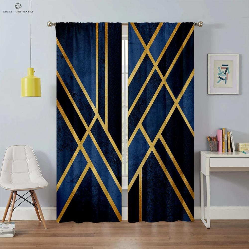 Rideaux Géométriques Colorés Simples Occultants Isolation Thermique Chambre à Coucher Salon Cuisine 2 Pièces Personnalisable