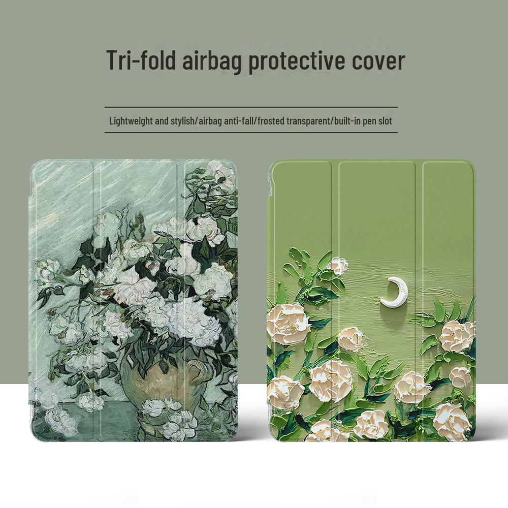 iPad 10.2 Inch Protective Cover with Transparent Oil Painting Design