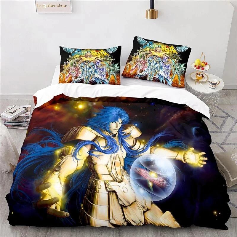 Anime Saint Seiya LOST CANVAS Bedding Set Duvet Cover Bed Set Quilt Cover Pillowcase Comforter king Queen Size Boys Adult