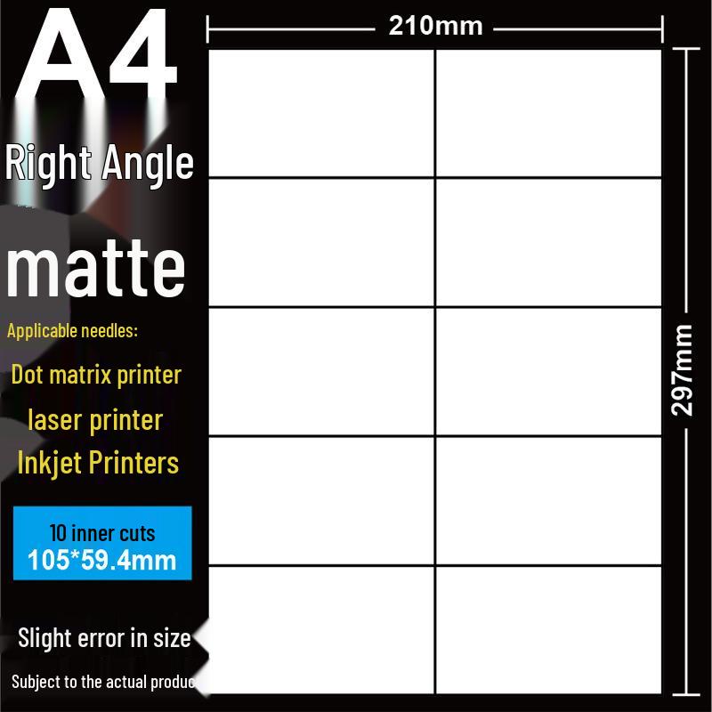 A4 Matte Self-Adhesive Printing Paper - 100 Sheets