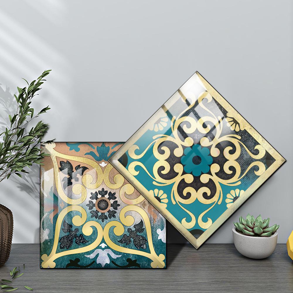10ks Dlaždice ve stylu Mandala Nálepka na stěnu Kuchyňský backsplash Olejotěsná skříňka Umyvadlo Slupka &; Stick vodotěsné umělecké samolepky na zeď