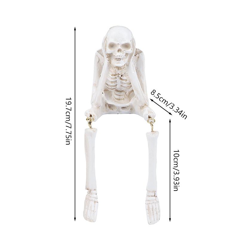 Resin Skeleton Decorations Realistic Skull Figurines for Halloween Party Home Table Decor Ornaments Haunted House Horror Props