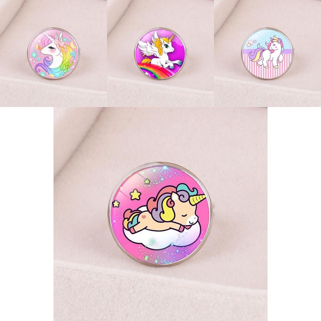 Colorful Unicorn Time Gem Ring Adjustable Cartoon Jewelry For Kids