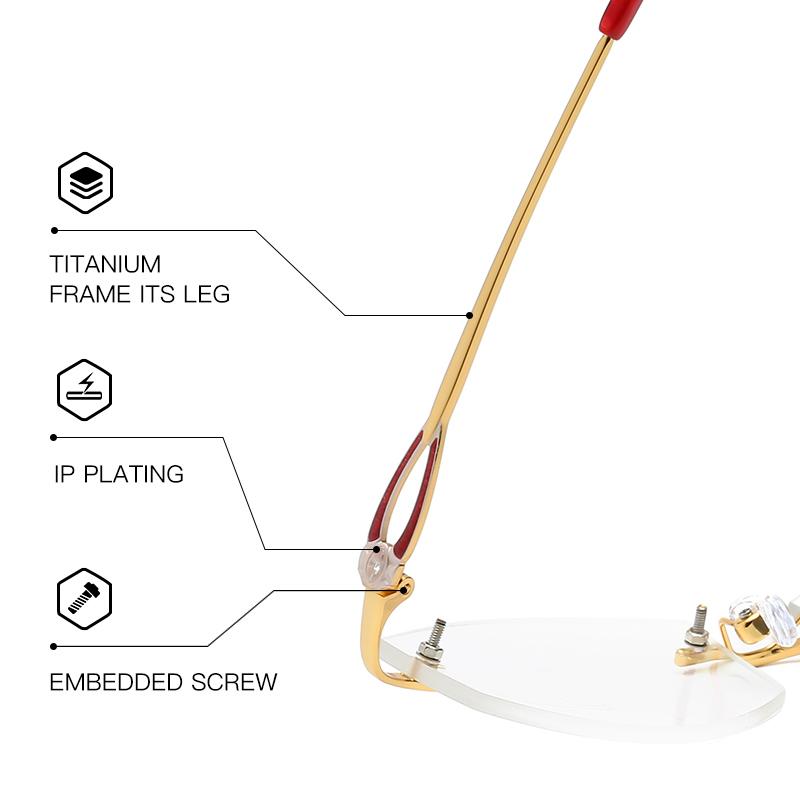 ZIROSAT 58060 Alloy Titanium Female Rimless Eyewear Diamond Trimmed Myopia Spectacle Frame Women Sunglasses Tint Lenses