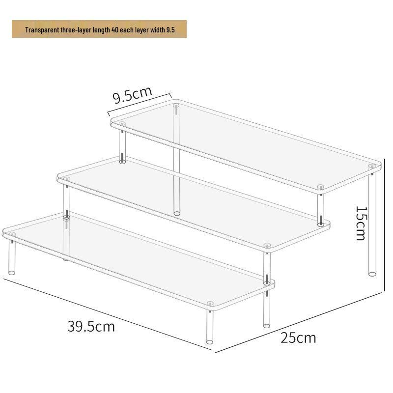 

Акриловая трехъярусная ручная стойка для кукол Pop Mart, косметики Jasmine, кошельков и ювелирных изделий 3-layer 40cm wide