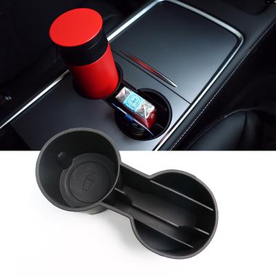 Dual TPE Car Center Console Water Cup Holder Insert for Tesla Model 3 Y  Auto Interior Storage
